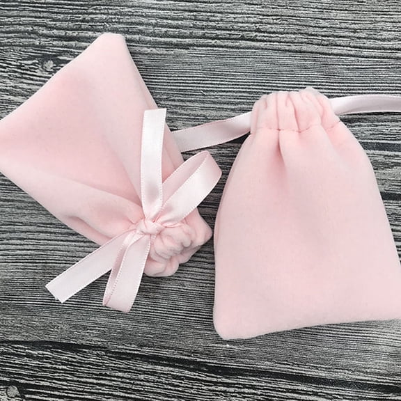 HONMEET 10pcs Pink Small Drawstring Bags Plush Packing for Festivals
