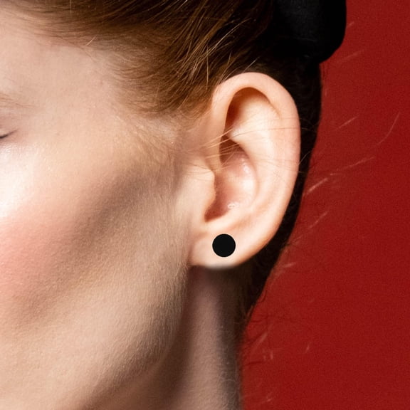 HONMEET 12Pairs Stainless Steel Black Ear Piercing Studs Flat Barbell Earrings for Men