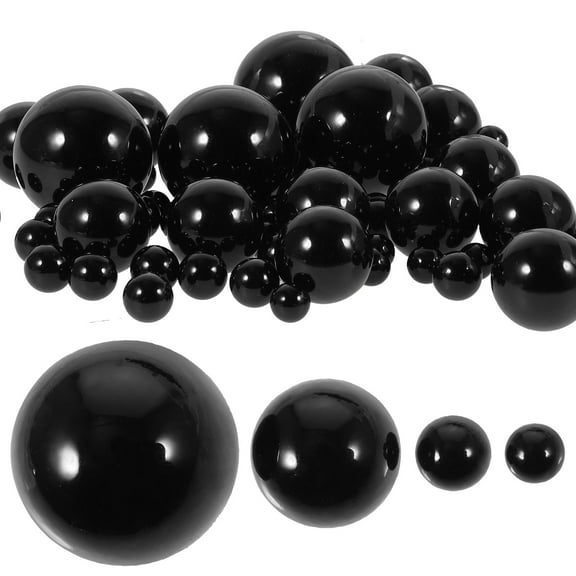 HONMEET 125pcs Black ABS Round Floating Beads Vase Fillers for Wedding Decor, Crafts, Home Decoration, 1.2 x 1.2 x 1.2 inches