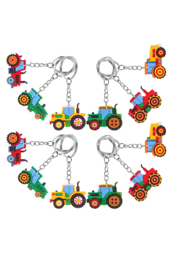 12-Pack Farm Tractor Keychains Assorted Colors Cute Key for Keys Decoration and
