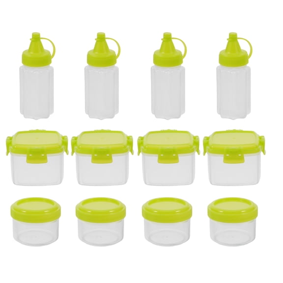 HONMEET Durable Green Plastic Condiment Jars for Seasoning Storage 12Pcs