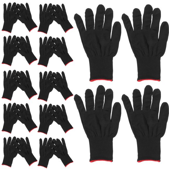 HONMEET 12Pairs Black Multipurpose Anti Static Gloves Knitted Polyester Gloves for Work Use