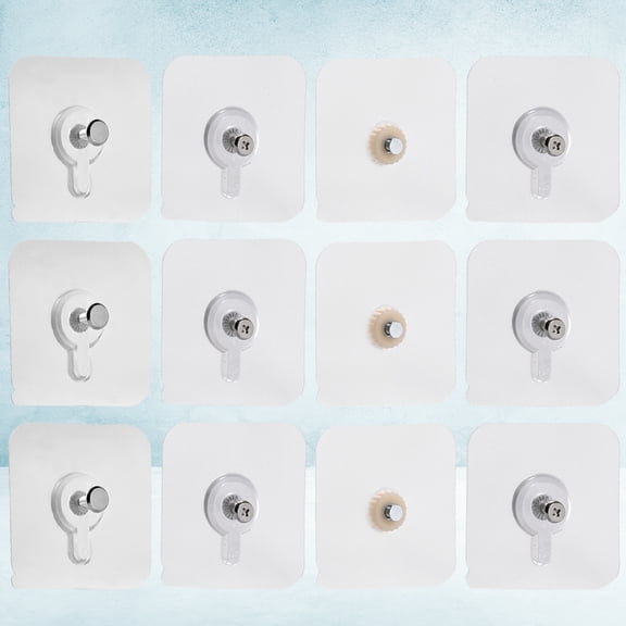 HONMEET 12Pcs Clear Acrylic Wall Mount Hooks Nail Style for Multi Purpose Hanging Use