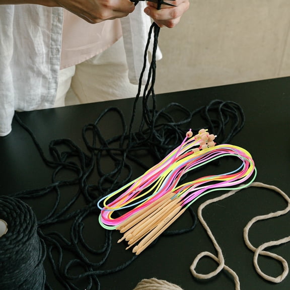 HONMEET Crochet Hooks Set with Cable Wood 12Pcs for Cushion Weaving