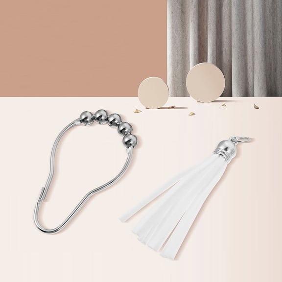 HONMEET 12-Pack Stainless Steel Shower Curtain Hooks, -Resistant with White Finish for Bathroom Accessories
