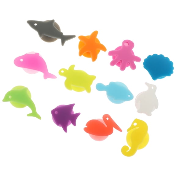 HONMEET 12Pcs Decorative Silicone Drink Markers Fish Style for Wine Glasses Assorted Colors
