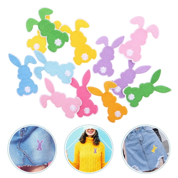 HONMEET 12-Pack Assorted Color Easter Embroidery Patches for Clothes, Bags, Jackets, and Crafts