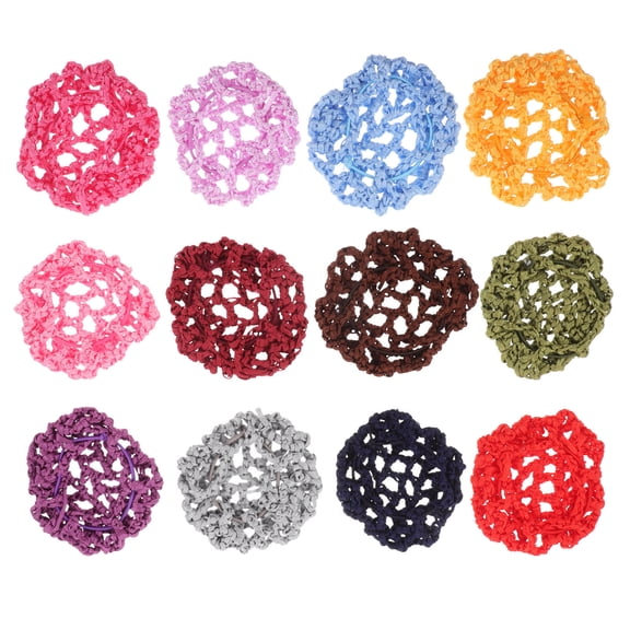 HONMEET 12Pcs Assorted Color Elastic Hair Nets for Ballet Bun and Evening Hairstyles
