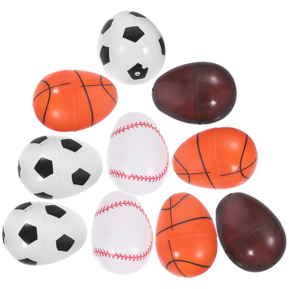 HONMEET 12Pcs Easter Fillable Eggs Plastic Assorted Colors Sports Theme Decoration