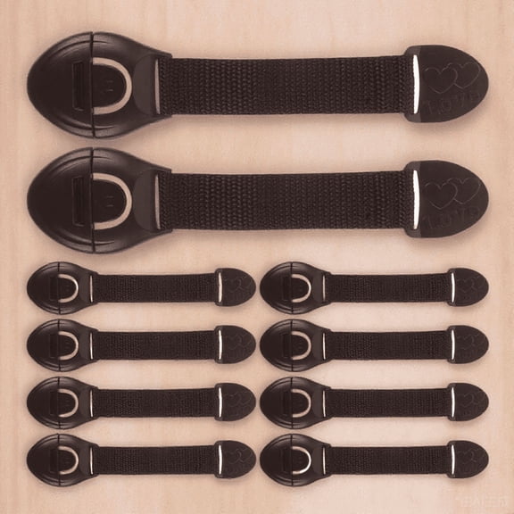 HONMEET 12Pcs Cabinet Handle Lock Abs Brown for Baby Safety Equipment