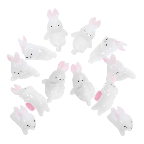 HONMEET 12Pcs Resin Rabbit Ornament Miniature Bunny Figurines for Desktop Decoration