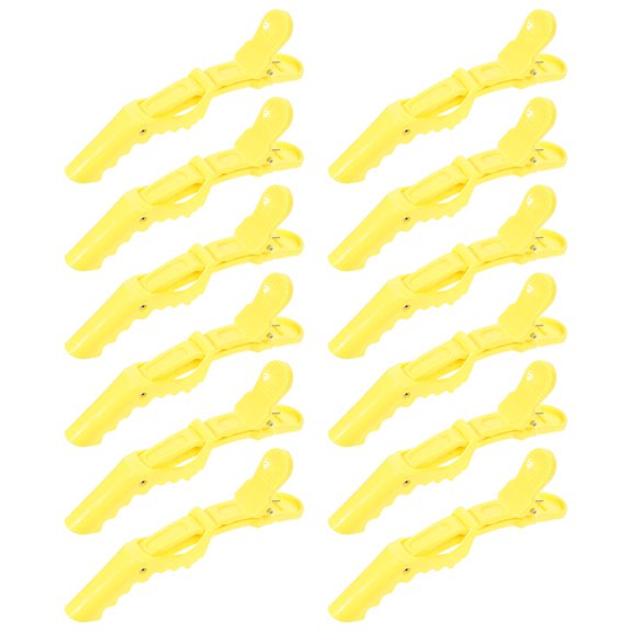 HONMEET 12Pcs Yellow Plastic Hair Clips for Salon Use Strong Hold Without Hair Damage