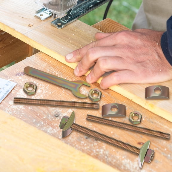 HONMEET 12 Sets Iron Furniture Joint Fasteners with Top Connector Brackets and Mounting Bolts for Home Repairs