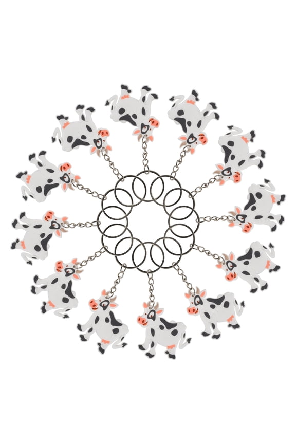 12pcs Cow Pendant Keychain White PVC with Hanging Charm for Backpack Use