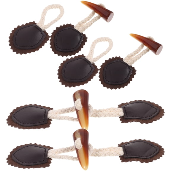 HONMEET Black Horn Toggle Buttons for Sewing, 4 Pairs Clothing Accessories Ideal for Craft Projects and Garment Repairs