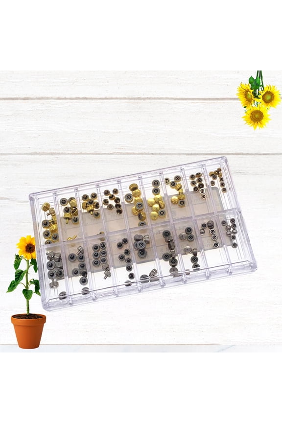 140Pcs Waterproof Watch Crowns Assorted with Plastic Container for Easy Access and Repair