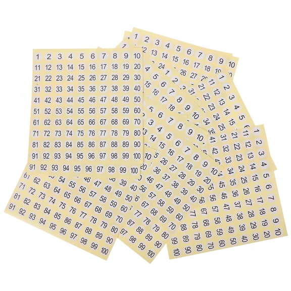 HONMEET 1500 Number Marking Stickers on Coated Paper, Simple Design Labels for General Use, 13x12cm Size Sheets