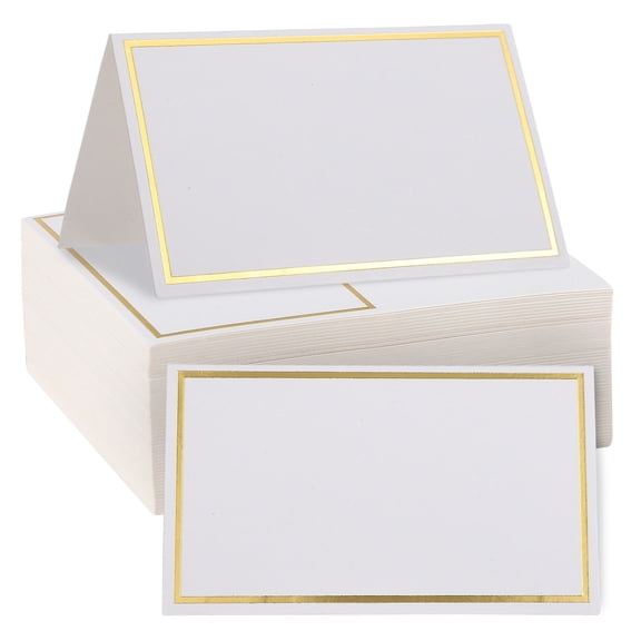 HONMEET 150Pcs Wedding Seating Name Tags with Golden Foil Border Paper Place Cards for Elegant Party Table Setting