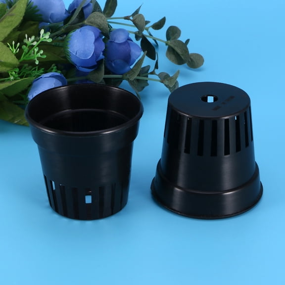 HONMEET 15Pcs Black Plastic Plant Cups Garden Net Pots for Season Use and Even Drainage