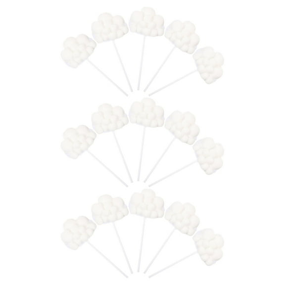 HONMEET 15-Piece White Cloud Shape Cupcake Toppers Paper Decorations for Birthday, Wedding, and Party Cakes