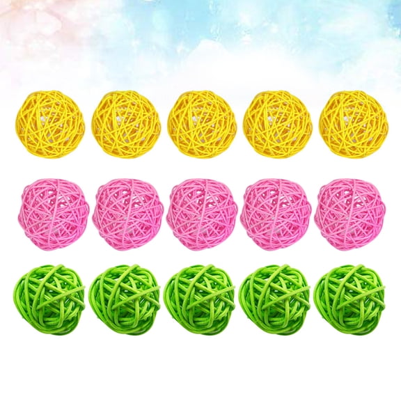 HONMEET 15Pcs Decorative Hanging Ball Ornaments Assorted Color Vine Balls for Office and Cafe