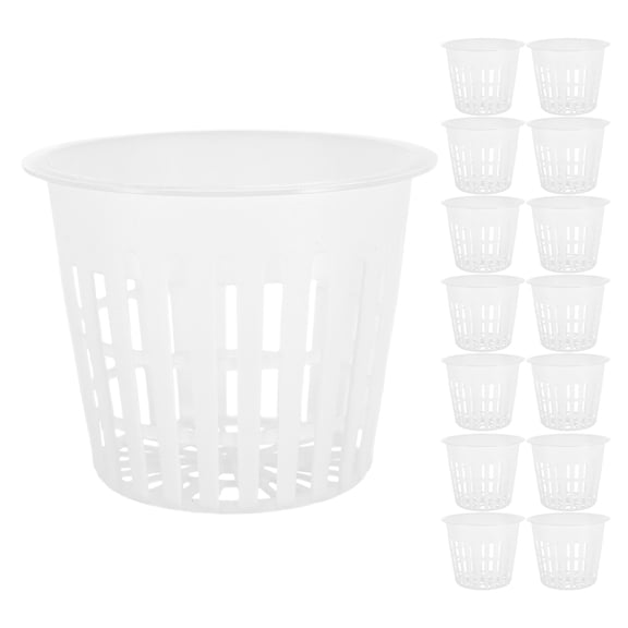 HONMEET 15Pcs White Hydroponic Net Pots for Garden with Durable Plastic Mesh and Slotted Design