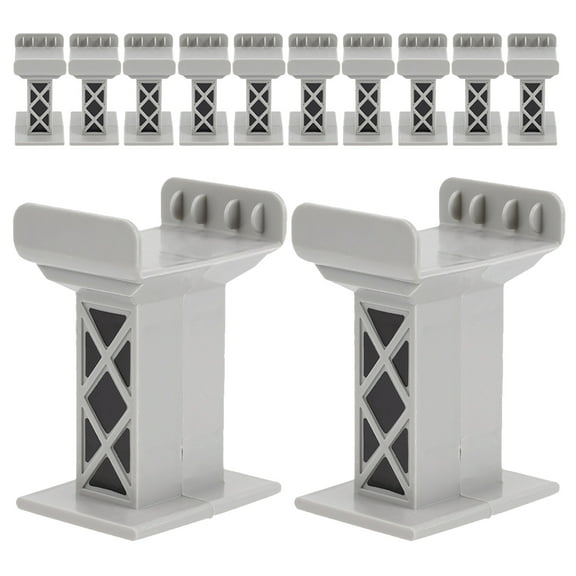 TABLZONE Grey Plastic Elevated Train Track Support Pillars, Weather-Resistant Accessories for Home Model Train Setup