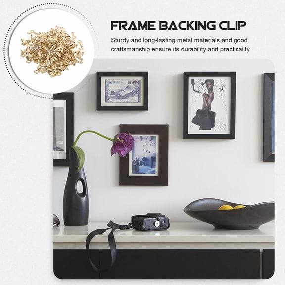 HONMEET 160Pcs Picture Frame Backing Clip Golden Metal for Fixing Photos Drawings Posters