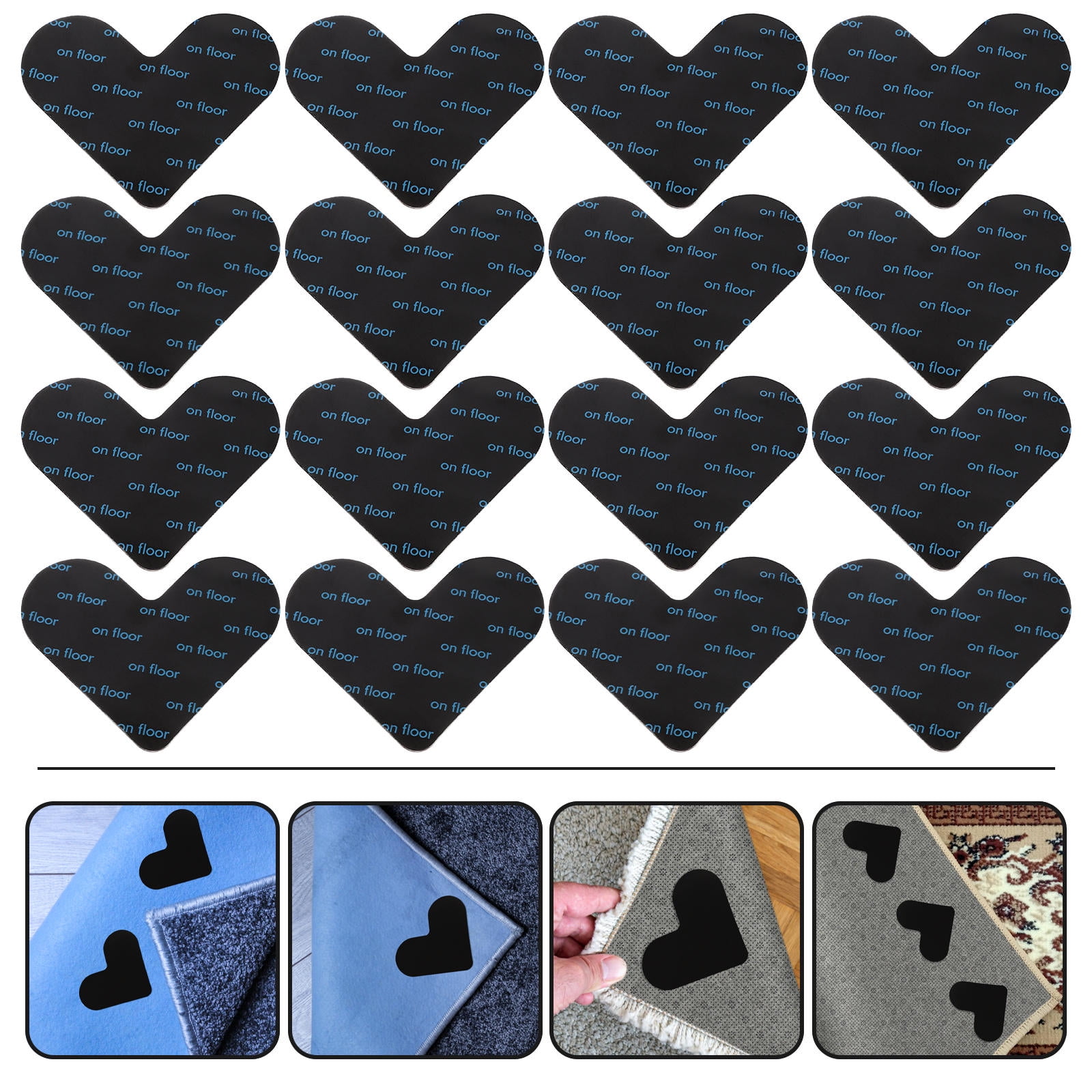 HONMEET 16Pack Carpet Tape Stickers Fixed Rug Adhesive Strips Pu Removable Glue Double Sided Bonding For Rugs Workshop