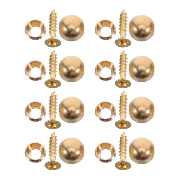 HONMEET 16Pcs Decorative Screws with Caps Golden Copper for Wall Mirror Mounting and Furniture Fixing