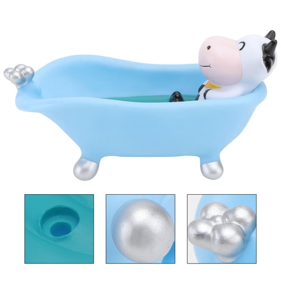 HONMEET 1PC Cute Soap Tray Blue Soft Plastic Drainage Bathtub Shape for Bathroom Use