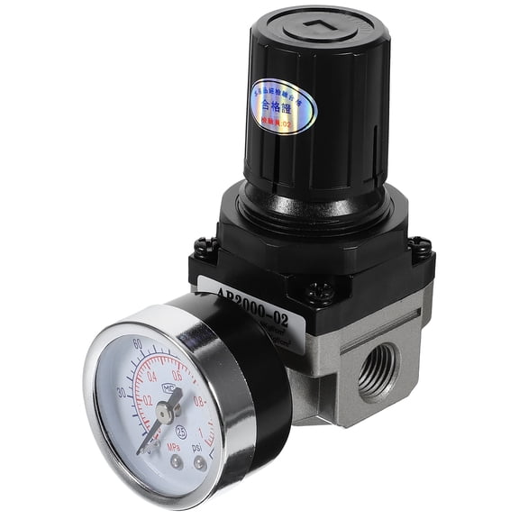 HONMEET Adjustable Air Compressor Pressure Regulator with Copper Gauge for Precise Valve Control, 1 Set
