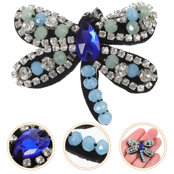 HONMEET Blue Beaded Dragonfly Applique DIY Clothing Decorative Patches