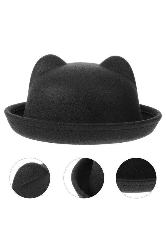 1Pack Black Cat Ear Top Hat for Childrens Daily and Special Occasions