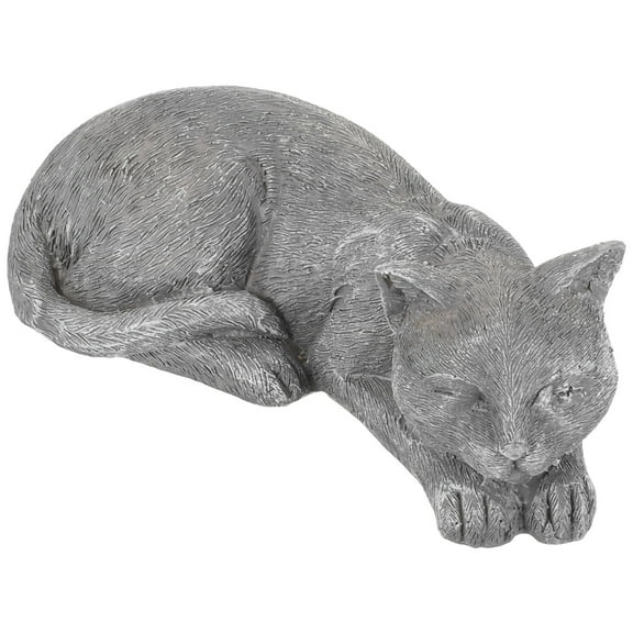HONMEET 1Pack Cat Statues for Garden Dark Grey Resin Cat Shape Ideal for Pet Memorials in Yards