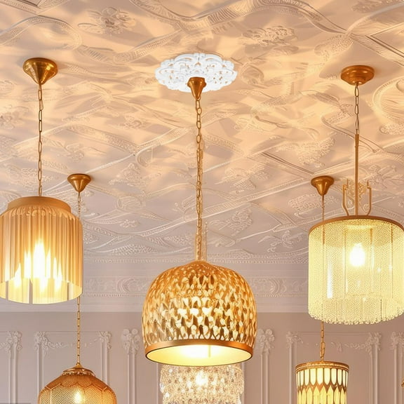 HONMEET 1-Pack Circular Ceiling 12.2 Inch Diameter Decorative Ceiling Plate for Chandeliers European Style