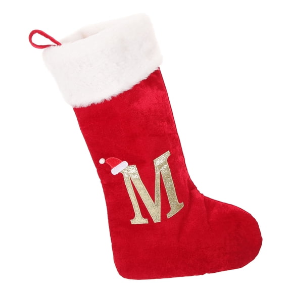 HONMEET Red Letter Christmas Stocking Holiday Sack for Home Decoration, 1 Piece Festive Xmas Seasonal Decor Bag