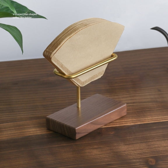 HONMEET Brown Wooden Coffee Filter Paper Dispenser with Brass Accents, Organizer for Home and Office Storage Solution