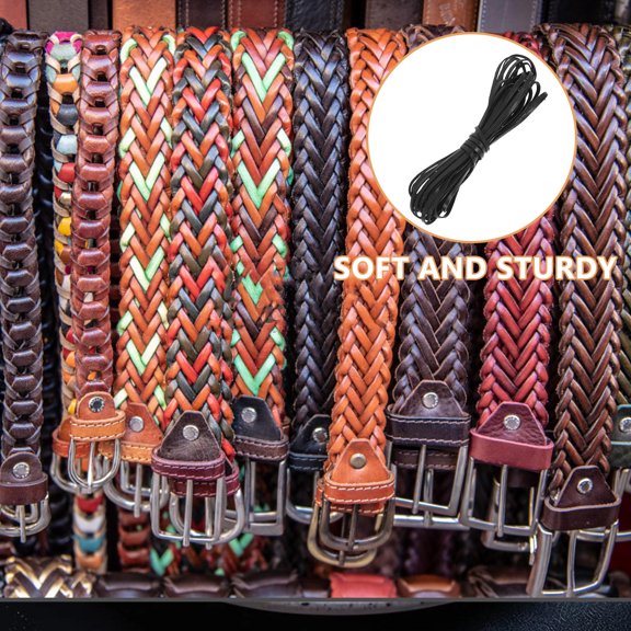 HONMEET Black Cowhide Flat Braiding Cord DIY Jewelry Making Bracelets Necklaces