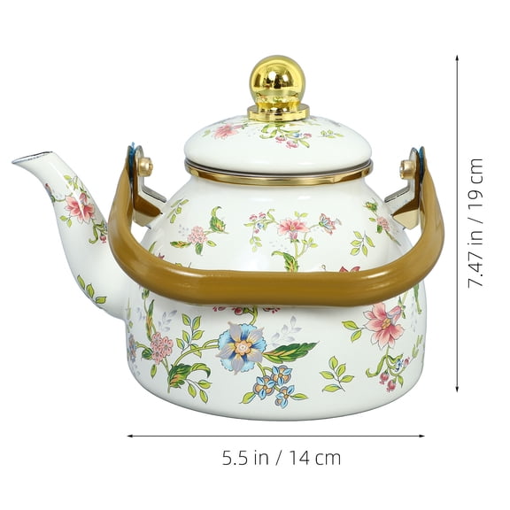 HONMEET Enamel Tea Kettle 1-Pack with Elegant Eastern Design for Home Kitchen Use, and Stylish