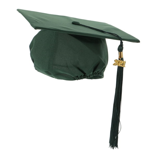 HONMEET 1Pack Graduation Cap Green Woven Fabric Square Shape Tassel Feature Stays Firmly on Head for Academic Events