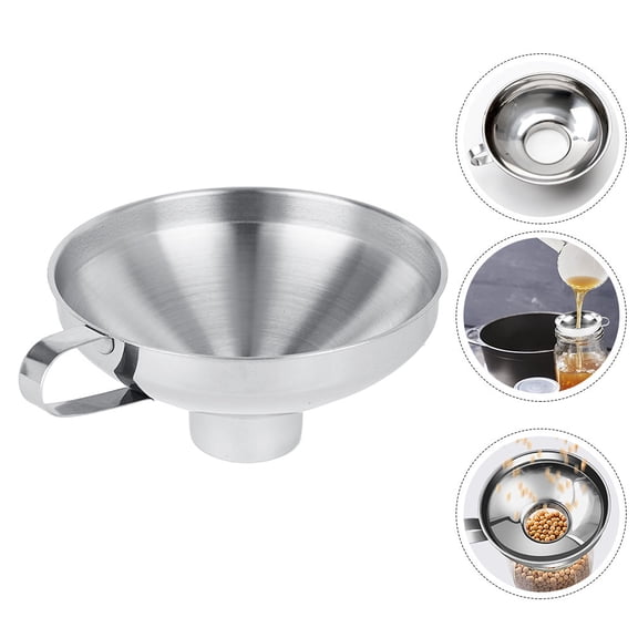 HONMEET 1Pack Large Stainless Steel Funnel With Large Hole Storage Convenience