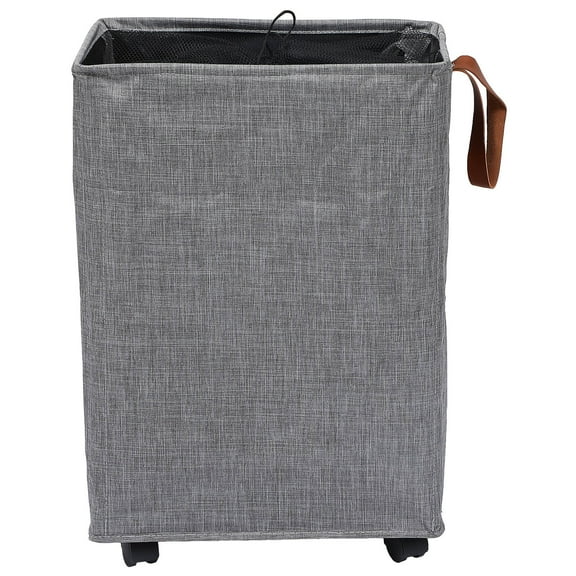HONMEET Grey Laundry Bag with Wheels, 1-Pack Rectangular Hamper for Dorm, Bedroom, Home, Portable and Easy to Move