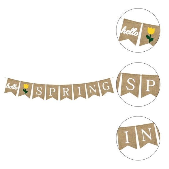 HONMEET 1-Pack Colorful Swallowtail Linen Banner for Spring Party Decorations and Seasonal Hanging Wall Decor