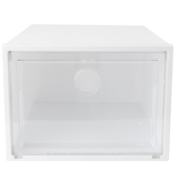 HONMEET White Shoe Storage Box with Transparent Door, Stackable Plastic Organizer Container, PP Material, Easy to Clean