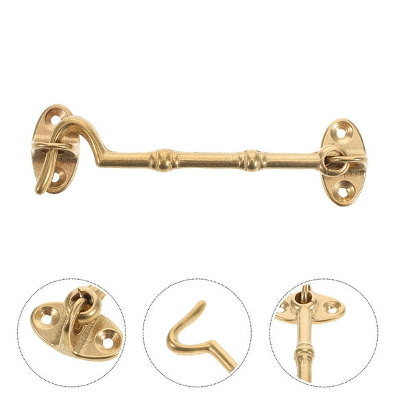 HONMEET 1Pack Rotating Design Golden Brass Hook and Eye Latch for .8x0.98x0.47in