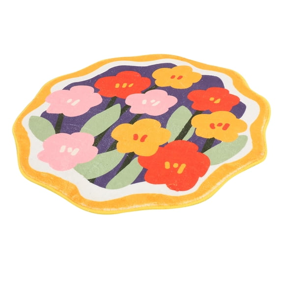 HONMEET 1-Pack Non- Polyester Bath Rug, , Multi-Color, Round Shape, Soft Absorbent Bathroom Mat