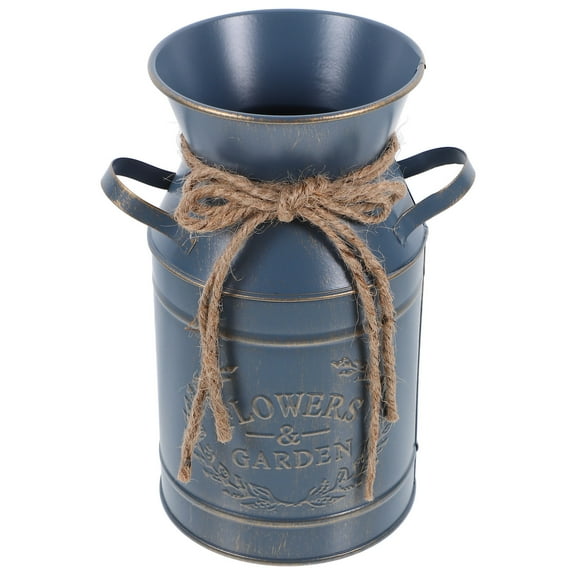 HONMEET Rustic Farmhouse Flower Vase Blue Galvanized Iron 1Set Garden