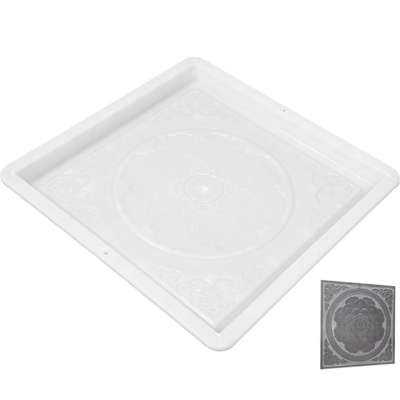 HONMEET 1Pack White Plastic Cement Tile Mold for Traditional Design Square Garden Path Creation 40X40X1.6In