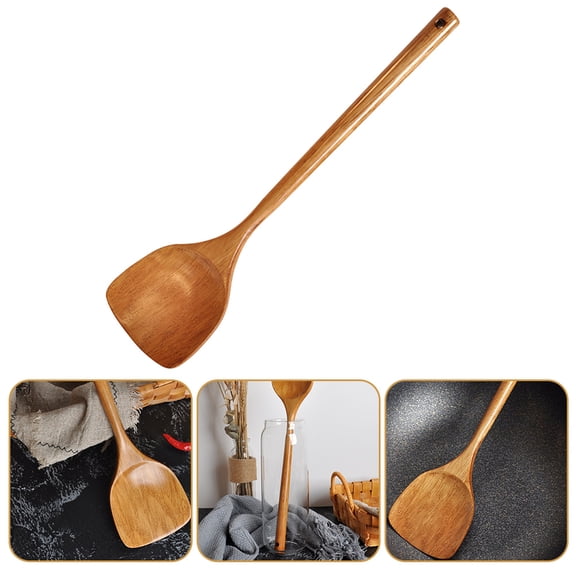 HONMEET Wooden Wok Shovel Multipurpose Kitchen Utensil for Stir Fry Cooking and Serving